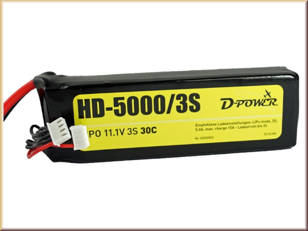 D-Power HD50003 D-Power HD-5000 3S Lipo (11,1V) 30C - XT-60 Stecke - Bild
