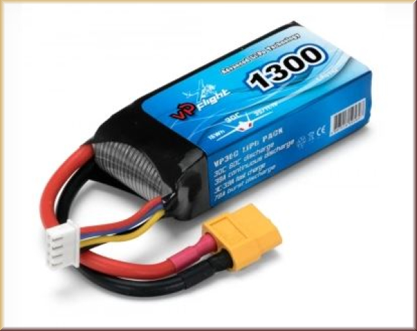 Minicars VPLP014FXT Li-Po Battery 3S 11,1V 1300mAh 30C XT60-Connector - Bild